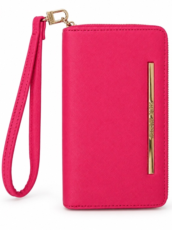 Steve Madden Handbags - Steve Madden Hot Pink BZIPPY Zip Around Wristlet Wallet Silver NWOT